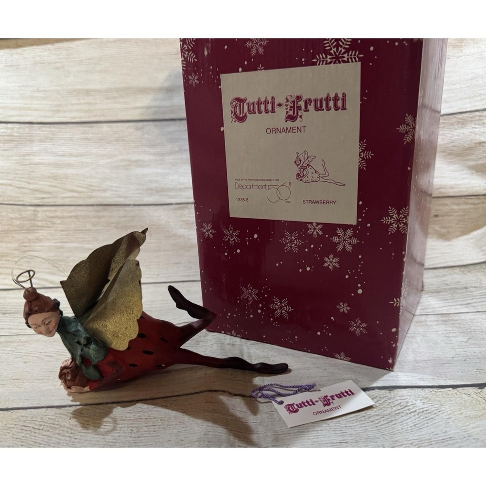 Vintage Tutti Frutti Strawberry Fairy Patience Ornament Dept 56 w/Original Box
